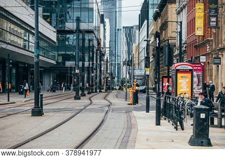 Manchester, England, Uk - 24 July, 2020 City Centre Of Manchester, Almost Empty Streets Due To Recen