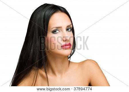 Dramática beleza morena linda.