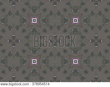 Portuguese Decorative Tiles. Khaki Forest Arabesque Texture. Portuguese Decorative Tiles Background.