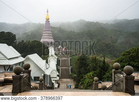 The Cloudy Fog On Doi Inthanon (2,565 Metres) The Highest Mountains Peak In Thailand During The Wint