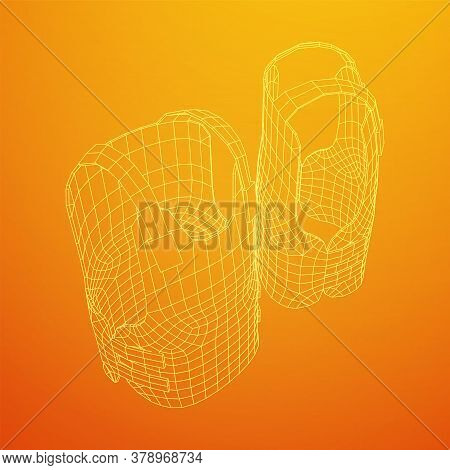 Police Flak Jacket Or Bulletproof Vest. Bullet Proof Concept. Wireframe Low Poly Mesh Vector Illustr