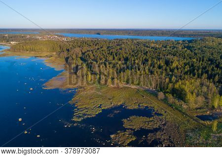 Over The Southern Coast Of The Finnish Bay On A May Evening (aerial Photography). The Surroundings O