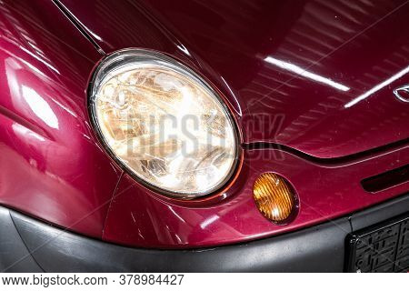 Novosibirsk/ Russia - July 27 2020: Daewoo Matiz, Detail Light Close Up Of On New Car. Exterior Deta