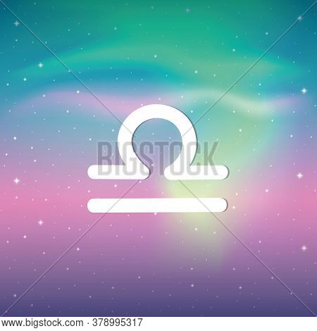 Zodiac Sign Libra Horoscope In Colorful Starry Sky Vector Illustration Eps10