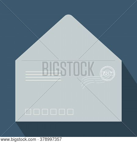 Vector Greeting Card And Gray Color Mail Envelope On Blue Isolated Background. For Letters, Valentin