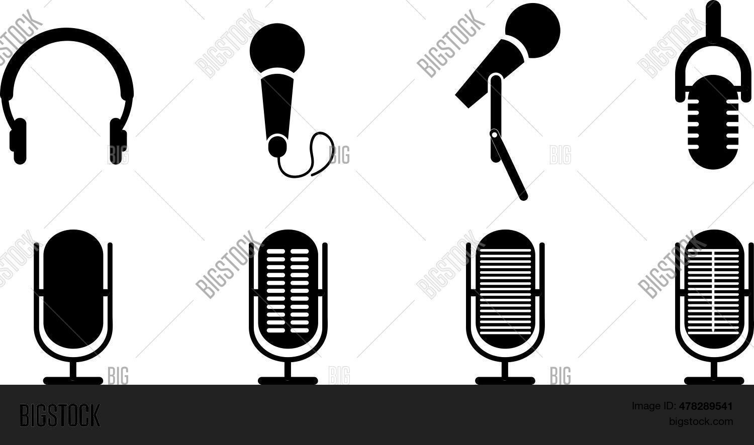 Microphone Icons Set Vector & Photo (Free Trial) | Bigstock