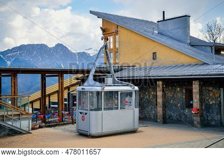 Zakopane, Poland - May 8, 2016: Antique Wagon Ropeway On The Kasprowy Peak In Tatra Mountanis, Polan