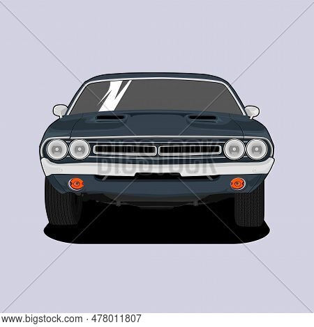 Old Challenger Rt 1971 Front View Car Vector