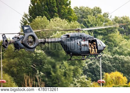 Szolnok, Hungary - August 16, 2022: Hungarian Air Force Airbus Helicopters H145m Military Utility He