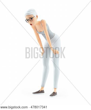 3d Breathless Senior Woman After A Running