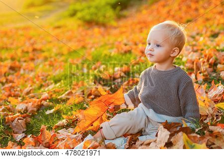 Happy Childhood. Autumn Dream. Kid Dreams On Autumn Nature. Childhood Dream Concept. Daydreamer Chil
