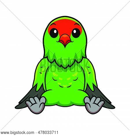 Vector Illustration Of Cute Black Winged Lovebird Cartoon