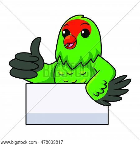 Vector Illustration Of Cute Black Winged Lovebird Cartoon Giving Thumb Up