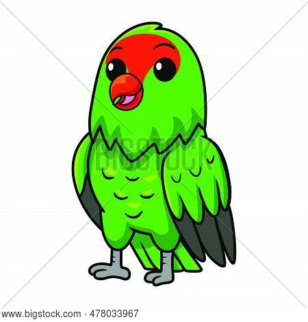 Vector Illustration Of Cute Black Winged Lovebird Cartoon
