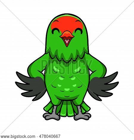 Vector Illustration Of Cute Black Winged Lovebird Cartoon