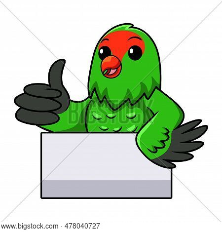 Vector Illustration Of Cute Black Winged Lovebird Cartoon Giving Thumb Up