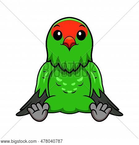 Vector Illustration Of Cute Black Winged Lovebird Cartoon