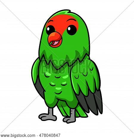 Vector Illustration Of Cute Black Winged Lovebird Cartoon