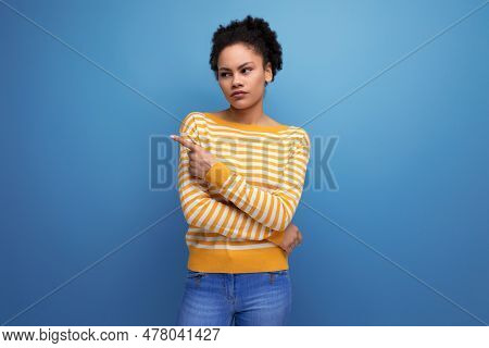 Close Up Portrait Of Pretty Brunette 20c Latin Young Woman With Ponytail