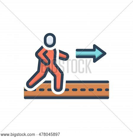 Color Illustration Icon For Further Ahead Afore Forward Forth Proceed Onward In-front Direction Furt