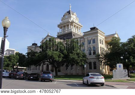 Belton, Tx - June 7, 2023: Historic Bell County Courthouse Located In Downtown Belton Tx