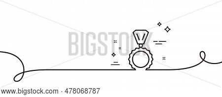 Award Medal Line Icon. Continuous One Line With Curl. Winner Achievement Symbol. Glory Or Honor Sign