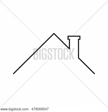 Roof Of Hous With Chimney Pipe Isolated. Illustration For Realtor Logo, Roof Construction And Repair