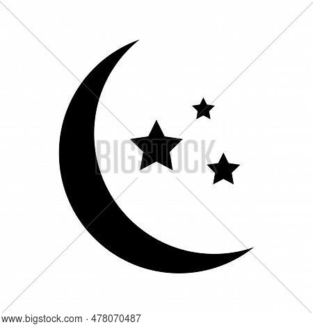 Month Star Icon. Vector Illustration. Stock Image.