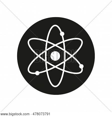 Atom Icon. Molecular Sign. Science Symbol In A Black Circle. Vector Illustration. Stock Image.