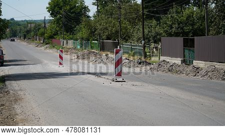 Road Works Signs. Repair Work On The Road.
