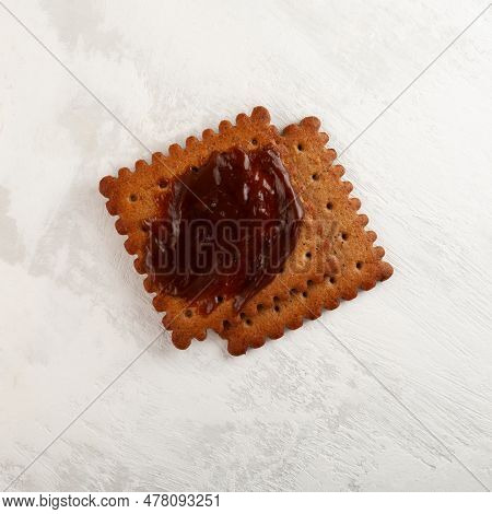 Rye Crackers With Vegemite Spread. Vegemite Is A Very Popular Yeast Based Spread In Australia.