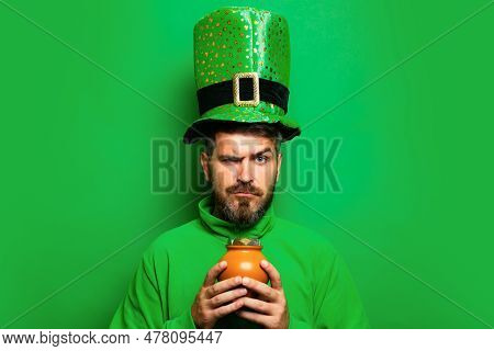 Happy St Patricks Day Concept With Pot Of Gold. Pot With Money For St. Patricks Day. Patricks Day Po