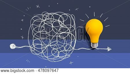 Clarifying Complex Ideas Theme With Light Bulb - Flat Lay