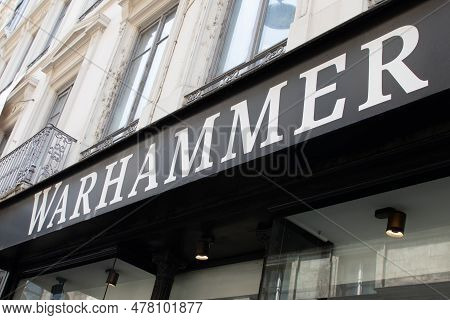 Annecy , France - 06 16 2023 : Warhammer Text Sign And Logo Brand Shop Signage Boutique Specialist R