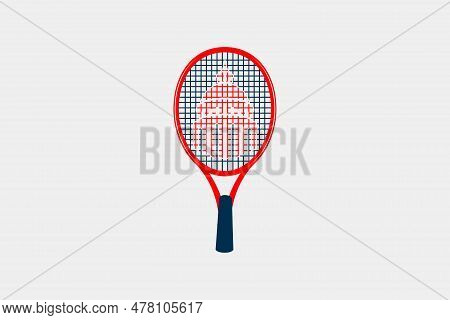 Racket Tennis Captiol Logo Design Template Element Vector