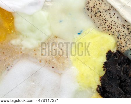 Composition Of Various Cosmetic Creams And Scrab Textures. Various Cosmetic Smears Top View. Texture