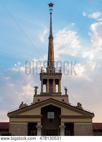 Sochi, Russia - August 23, 2022: Spire Of The Maritime Station Building. Architect L. B. Karlik, Eng