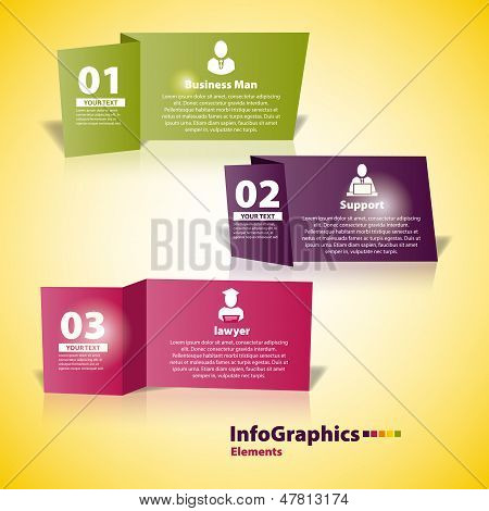 Moderní podnikání papír řez Infographics prvek Origami