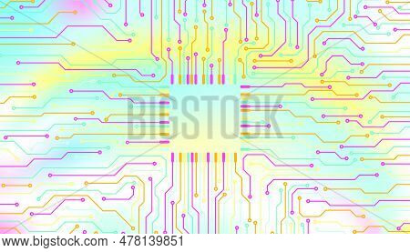 Circuit Board Pastel Color Cpu Microprocessor Data Transfer Technology Information Concept Vector Ba