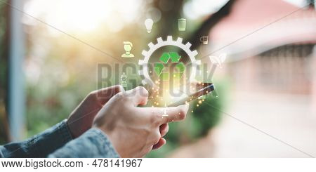 Recycle And Reuse Concept,environmental Conservation And Ecology From Waste ,waste Recycling And Reu