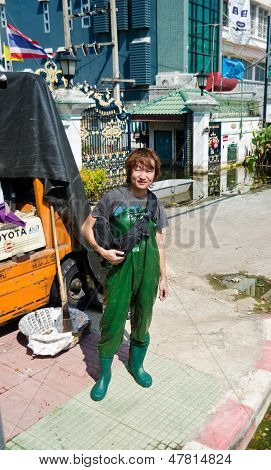 De ergste overstromingen In Nakhon Pathom, Thailand