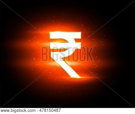 Digital Money Inr Currency Background With Light Effect Vector
