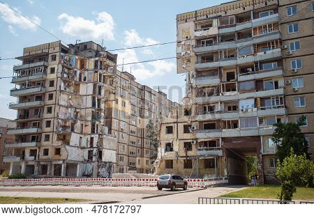 Dnipro City, Ukraine - June 22, 2023: Living Complex Destroyed By Russia With Kh-22 Missile On 14 Ja