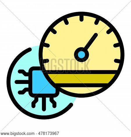 Cruise Control Car Icon. Outline Cruise Control Car Vector Icon For Web Design Isolated On White Bac