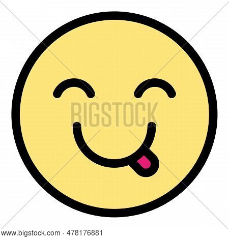 Relieved Face Icon. Outline Relieved Face Vector Icon For Web Design Isolated On White Background Co