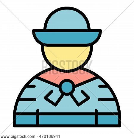 Gondolier Man Icon Outline Vector. Gondola Boat. Venice Italian Color Flat