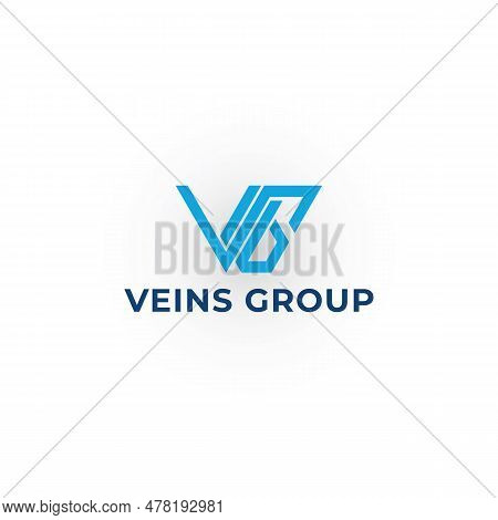 Abstract Initial Letter Vg Or Gv Logo In Blue Color Isolated In White Background. Vg Initial Triangl