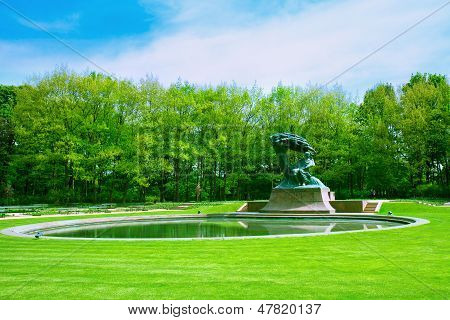 Lazenki park with Chopin statue, Warsaw