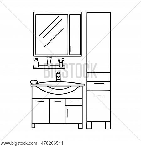 Elements For Bathroom Interior. Bathroom Interior Vector.