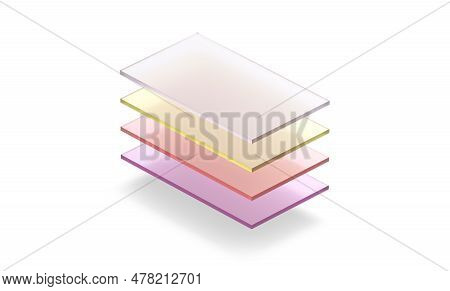 Material Layers Frosted Glass 4 Colors Yellow Red Purple And Pink